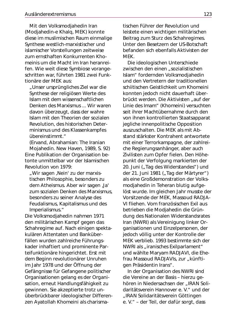 Seite 125 des Verfassungsschutzbericht 2002 Niedersachsen