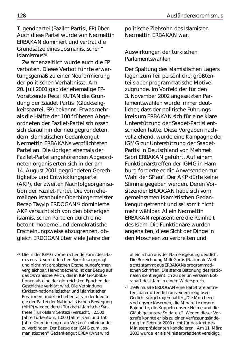 Seite 130 des Verfassungsschutzbericht 2002 Niedersachsen