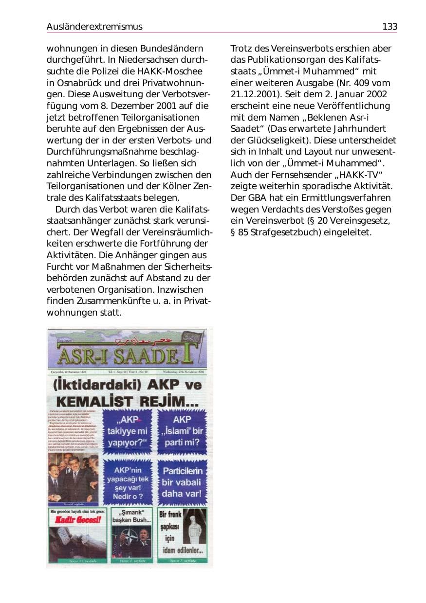Seite 135 des Verfassungsschutzbericht 2002 Niedersachsen