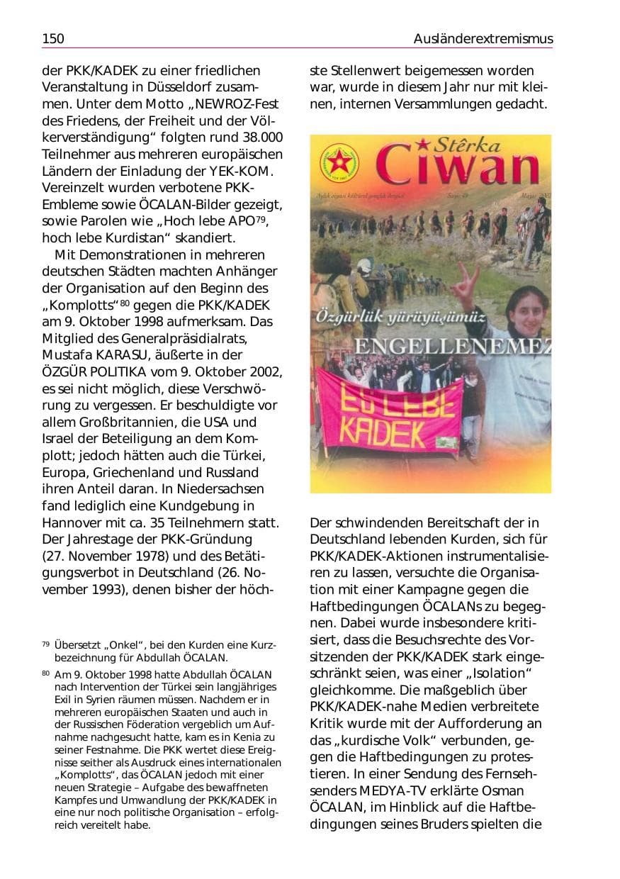 Seite 152 des Verfassungsschutzbericht 2002 Niedersachsen