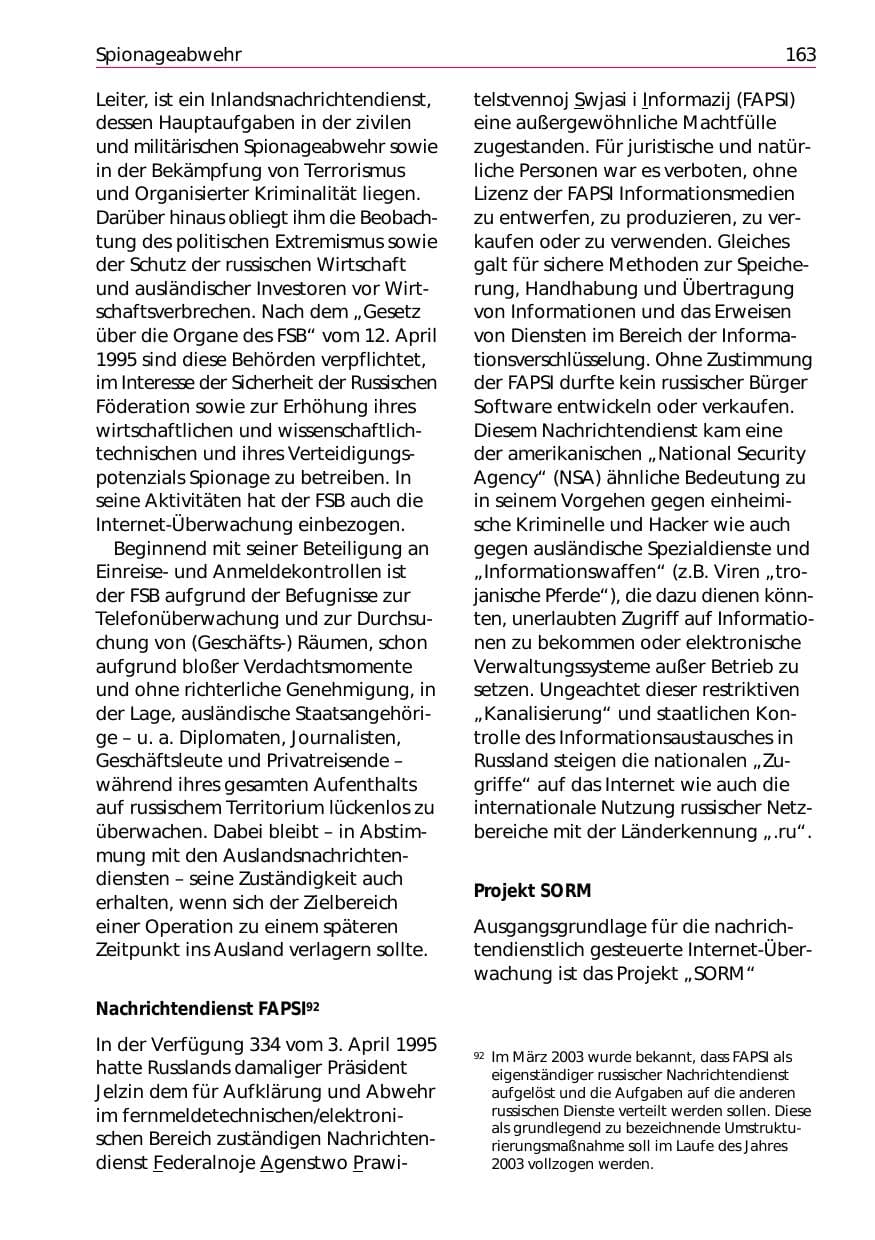 Seite 165 des Verfassungsschutzbericht 2002 Niedersachsen