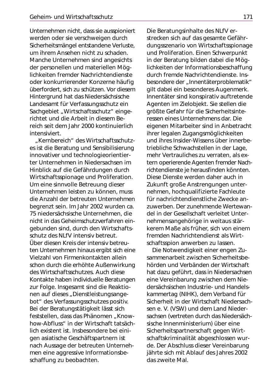 Seite 173 des Verfassungsschutzbericht 2002 Niedersachsen