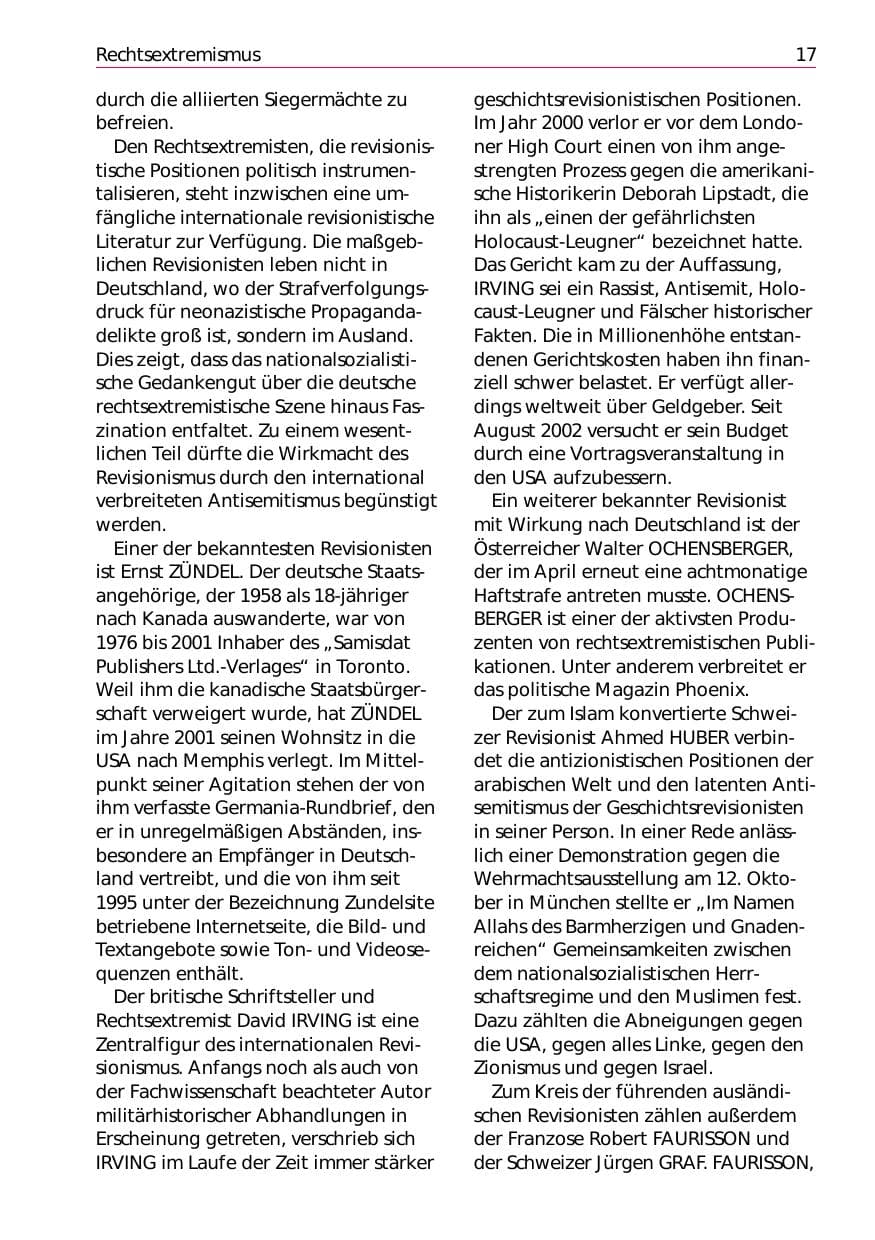 Seite 19 des Verfassungsschutzbericht 2002 Niedersachsen