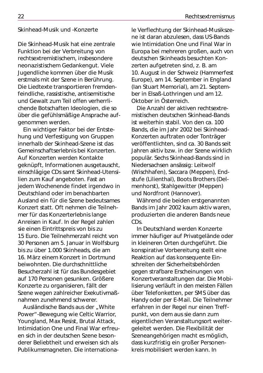 Seite 24 des Verfassungsschutzbericht 2002 Niedersachsen