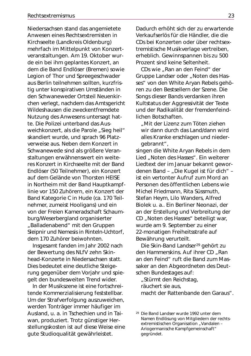 Seite 25 des Verfassungsschutzbericht 2002 Niedersachsen