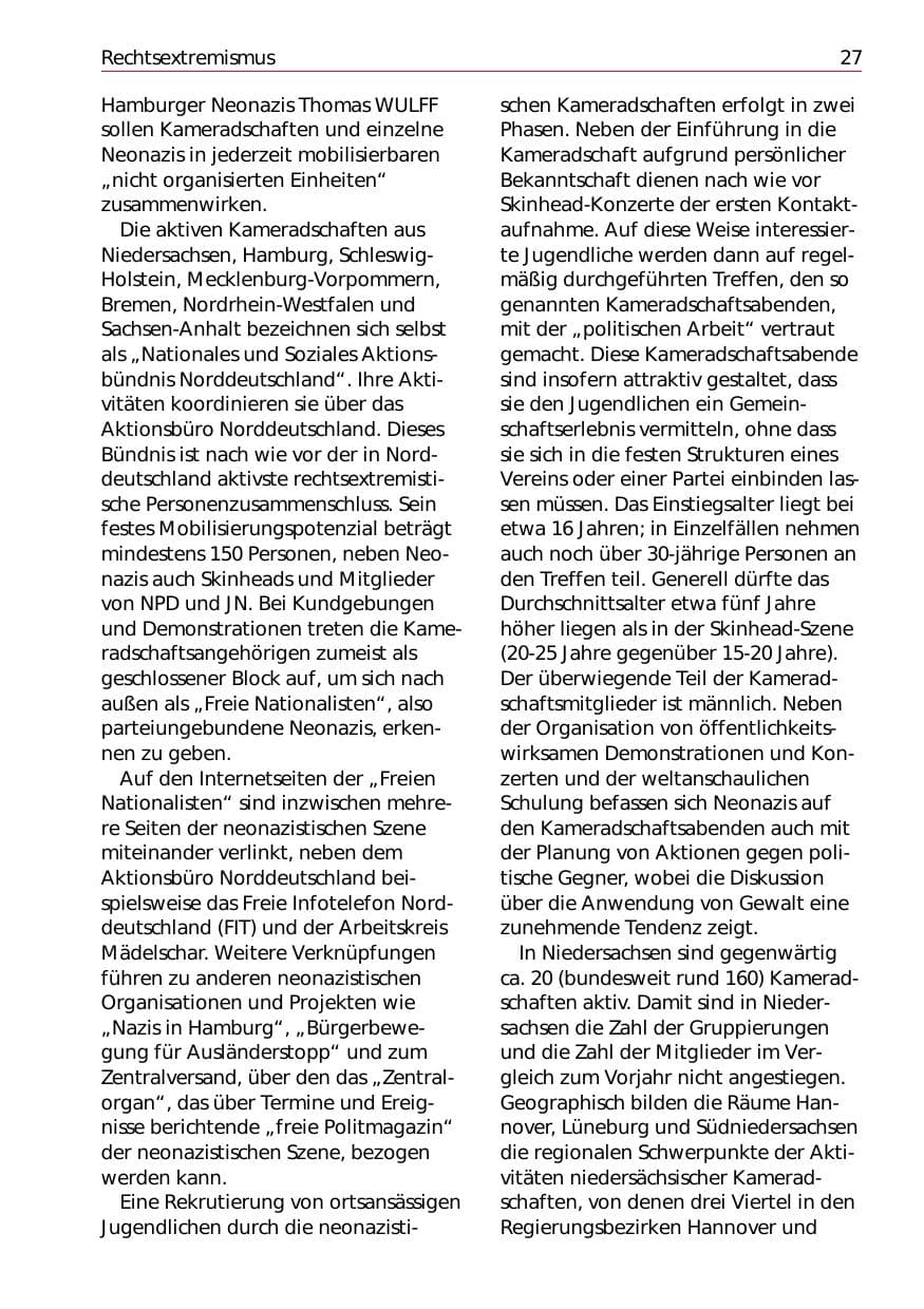 Seite 29 des Verfassungsschutzbericht 2002 Niedersachsen