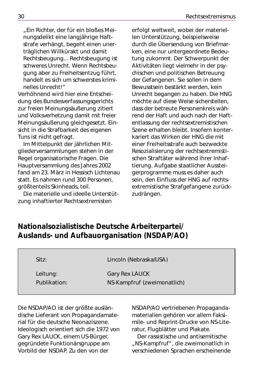 Seite 32 des Verfassungsschutzbericht 2002 Niedersachsen