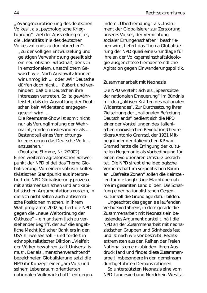 Seite 46 des Verfassungsschutzbericht 2002 Niedersachsen