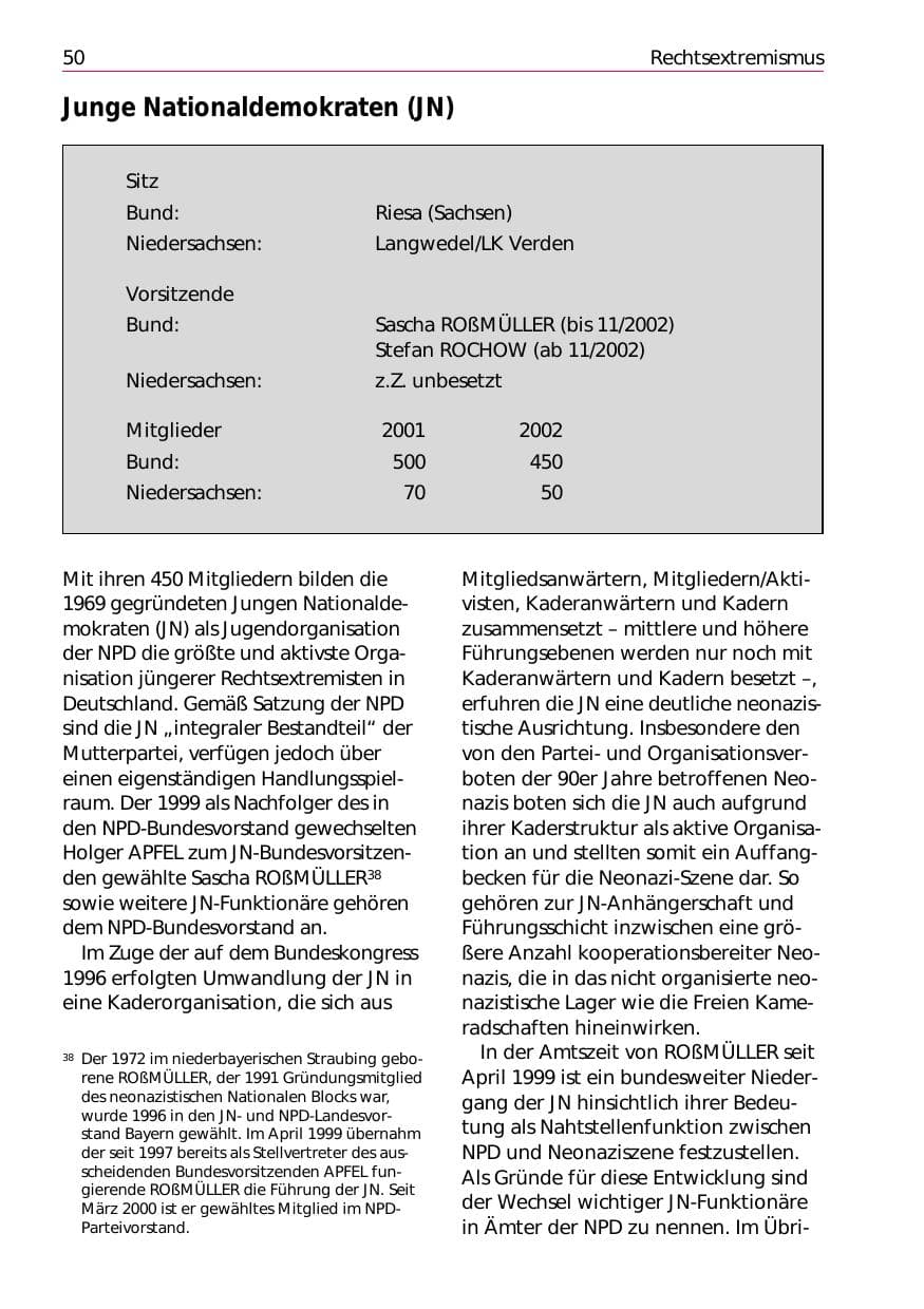 Seite 52 des Verfassungsschutzbericht 2002 Niedersachsen