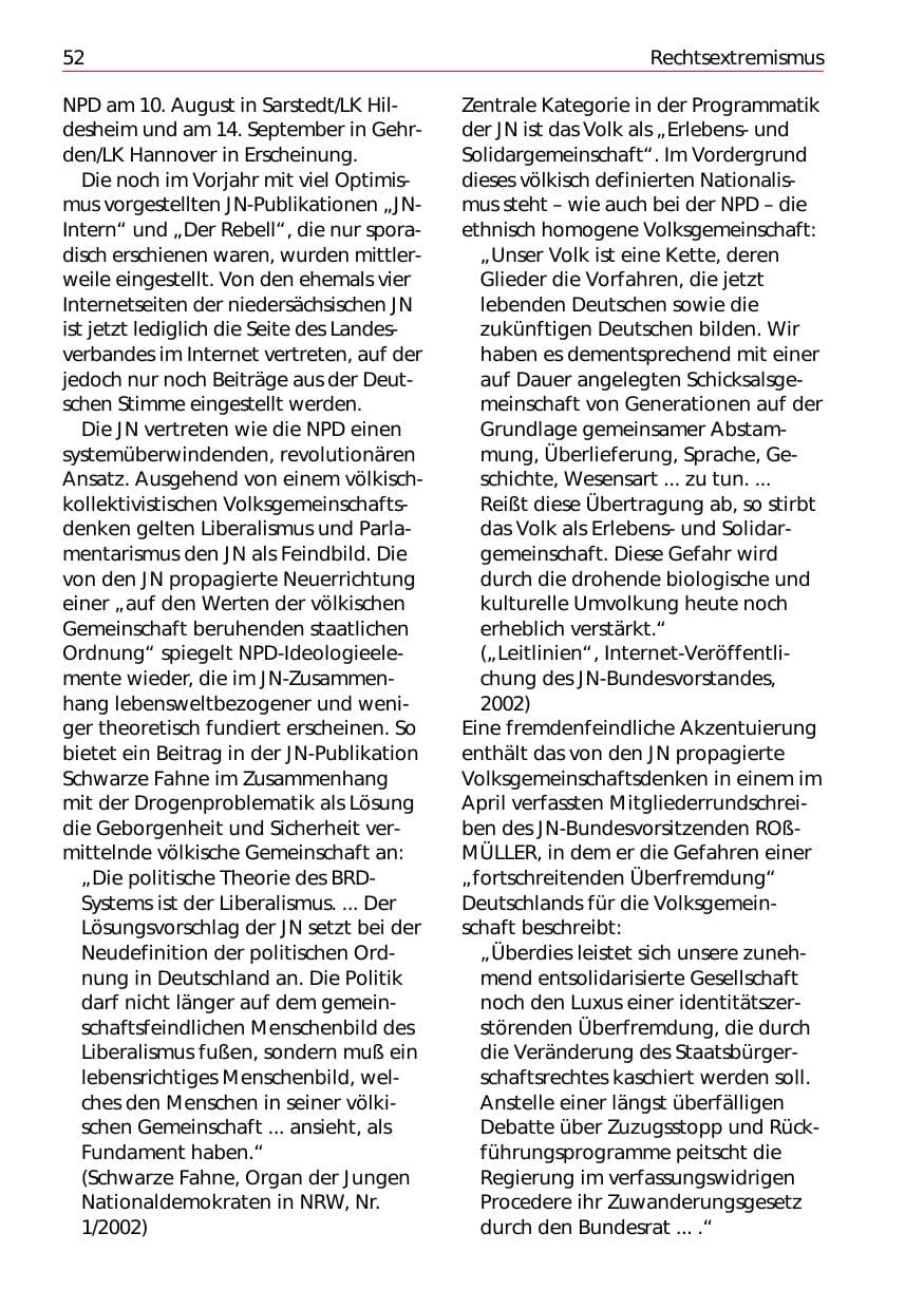 Seite 54 des Verfassungsschutzbericht 2002 Niedersachsen