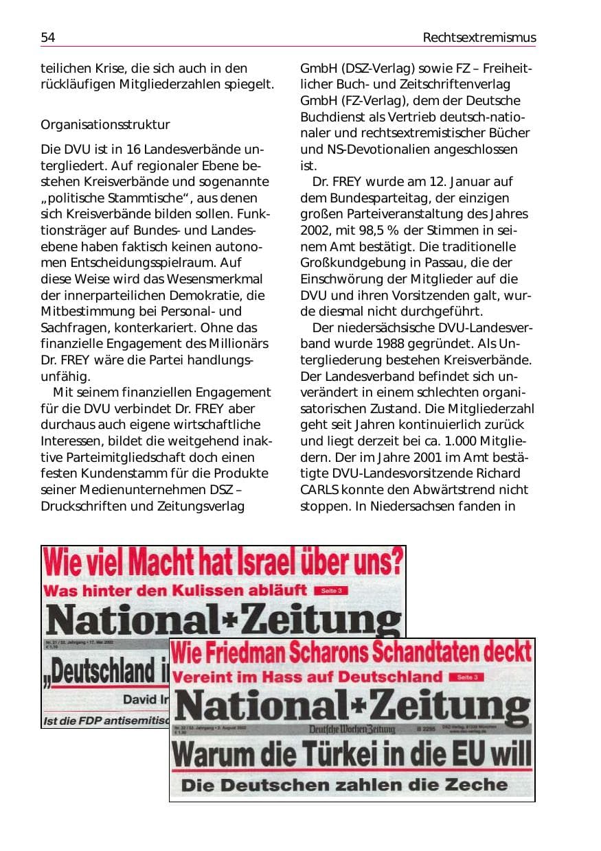 Seite 56 des Verfassungsschutzbericht 2002 Niedersachsen
