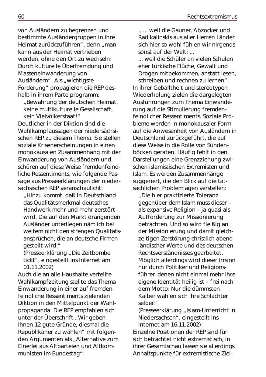 Seite 62 des Verfassungsschutzbericht 2002 Niedersachsen