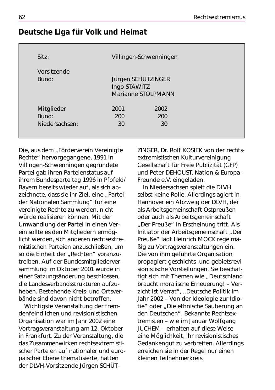 Seite 64 des Verfassungsschutzbericht 2002 Niedersachsen