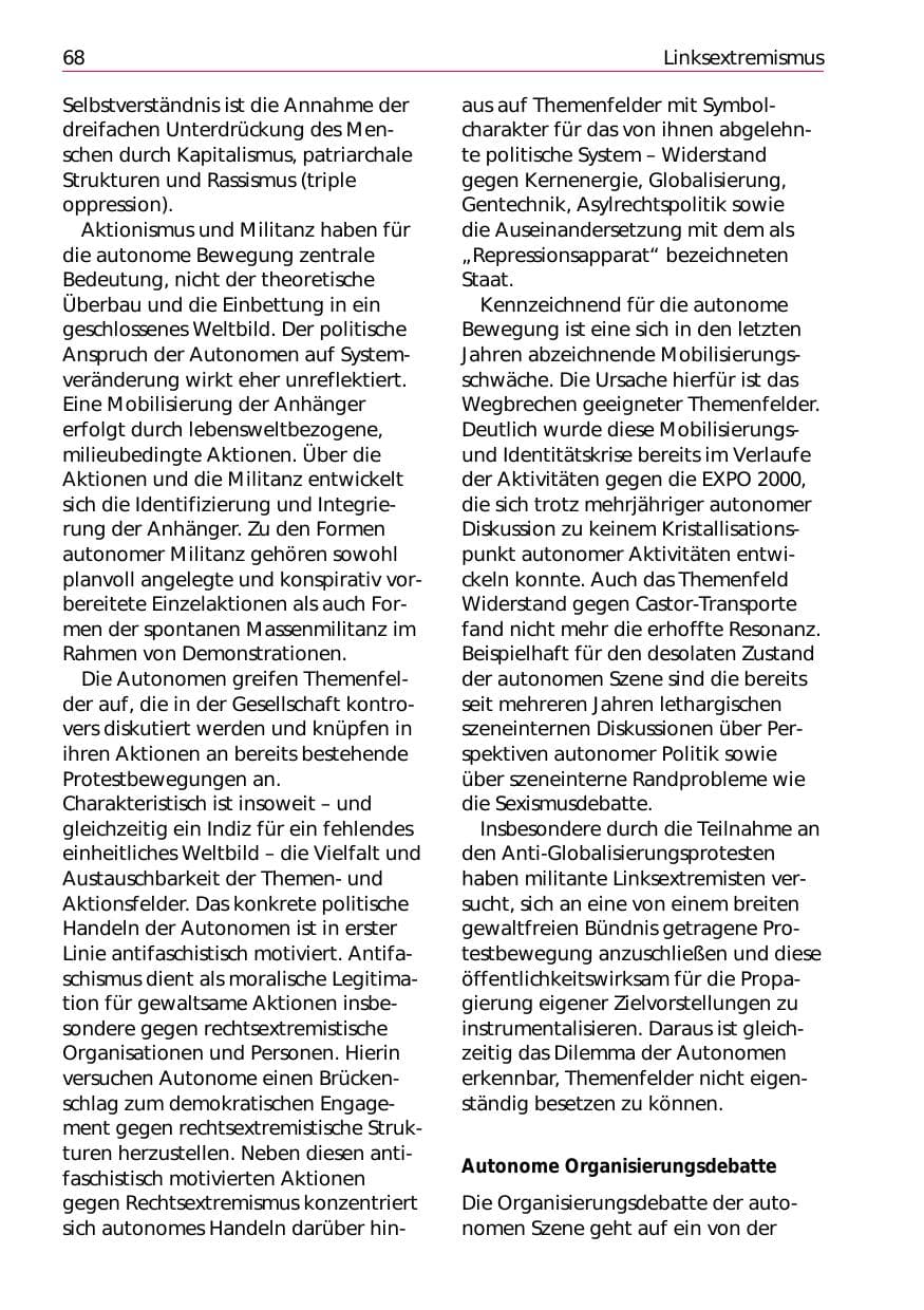 Seite 70 des Verfassungsschutzbericht 2002 Niedersachsen