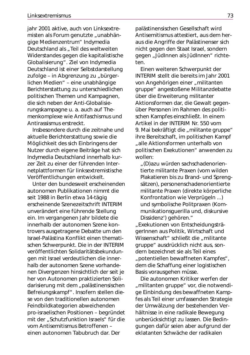 Seite 75 des Verfassungsschutzbericht 2002 Niedersachsen