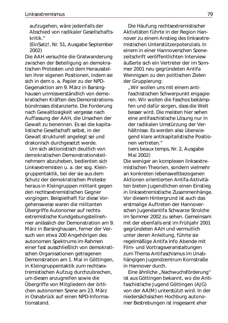 Seite 81 des Verfassungsschutzbericht 2002 Niedersachsen