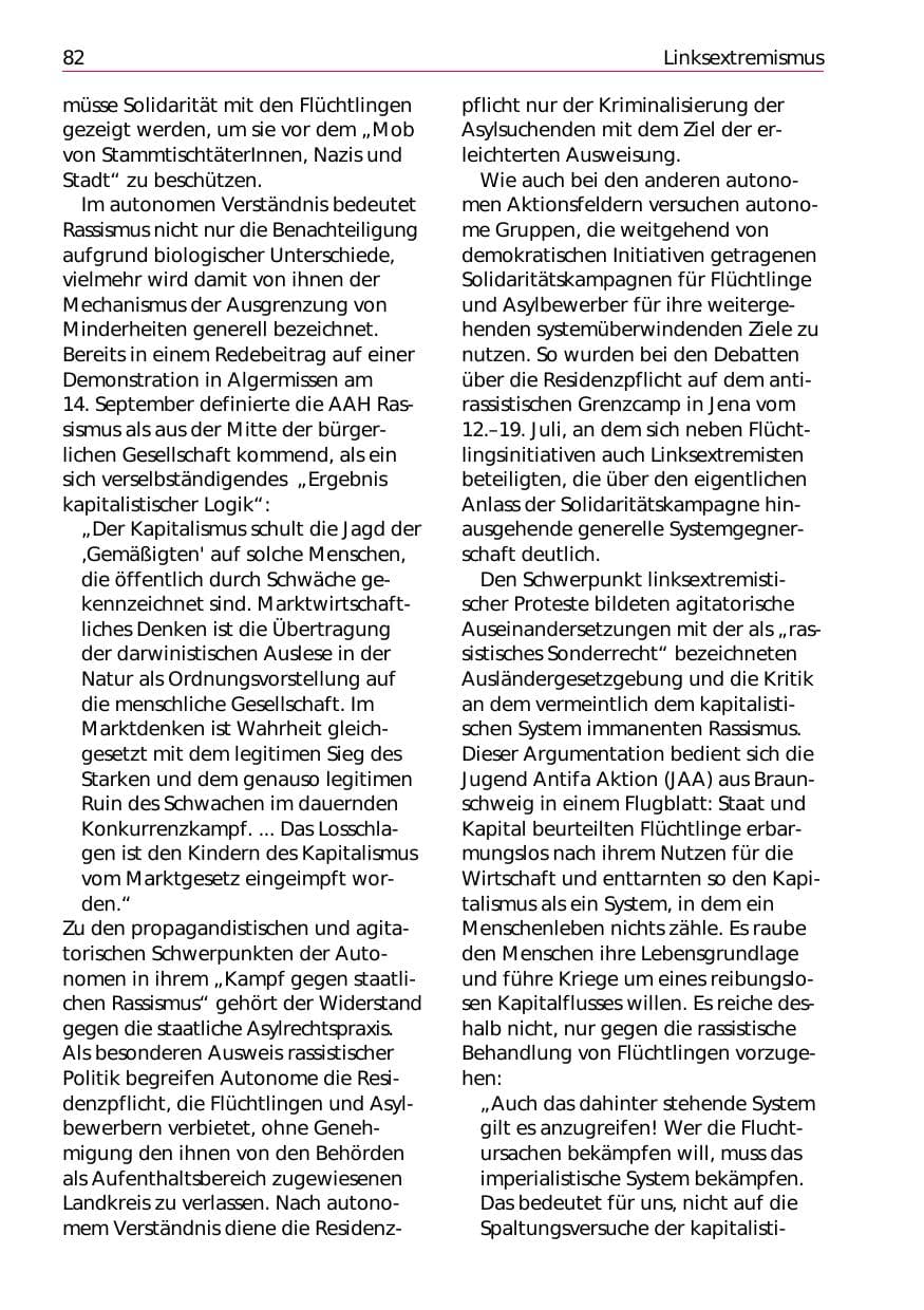 Seite 84 des Verfassungsschutzbericht 2002 Niedersachsen