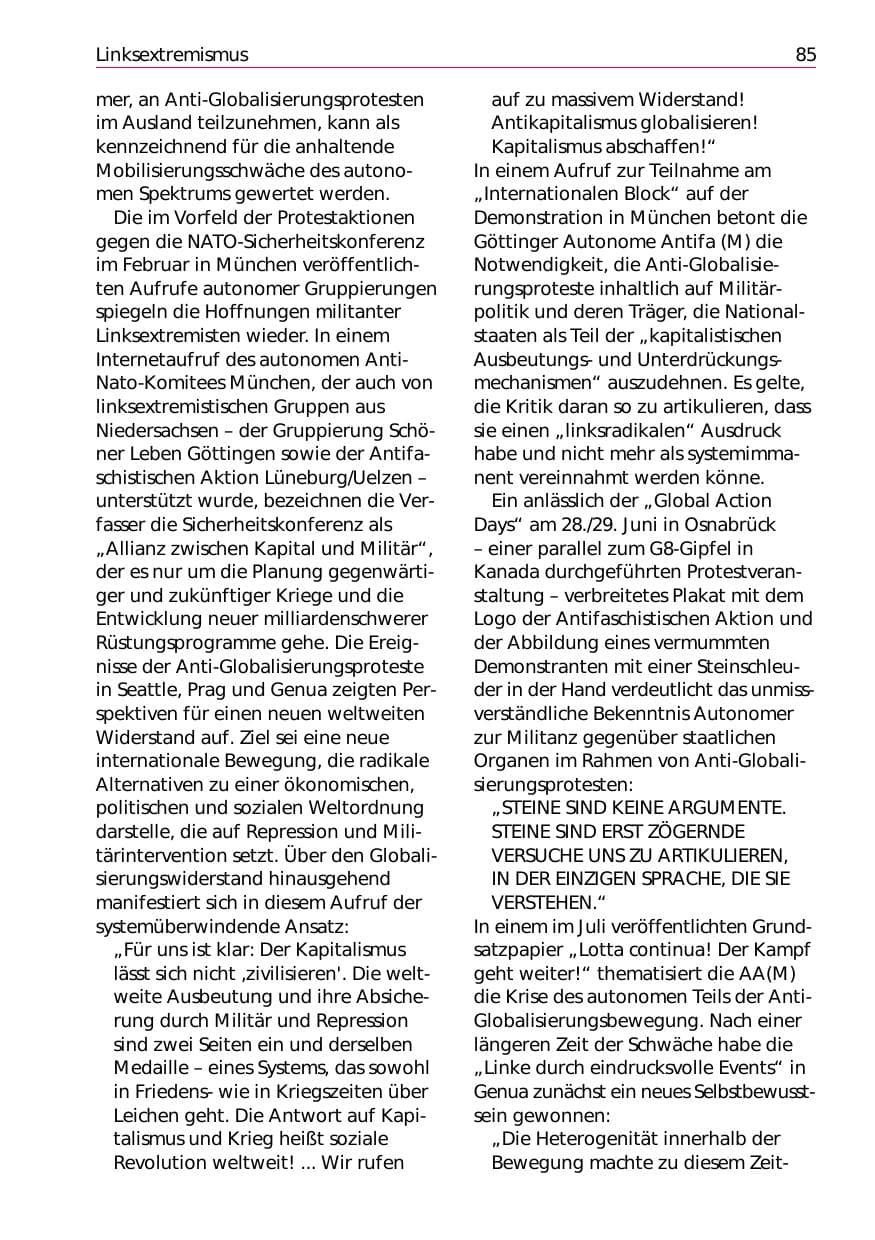 Seite 87 des Verfassungsschutzbericht 2002 Niedersachsen
