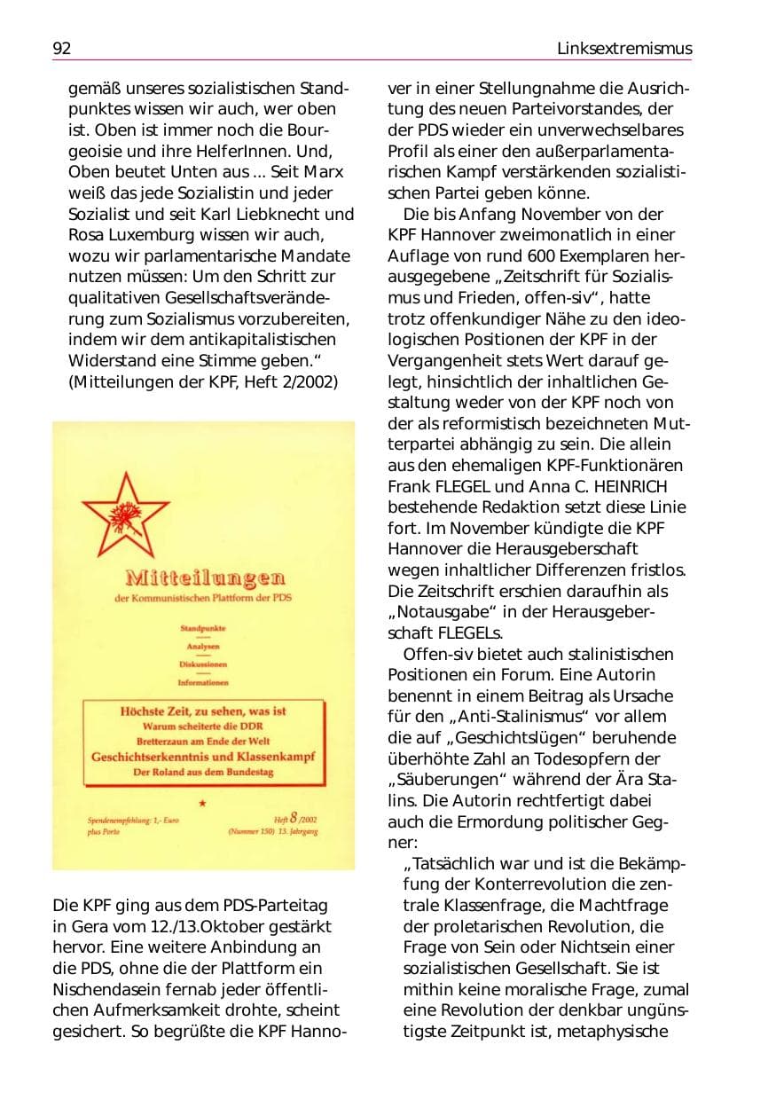 Seite 94 des Verfassungsschutzbericht 2002 Niedersachsen