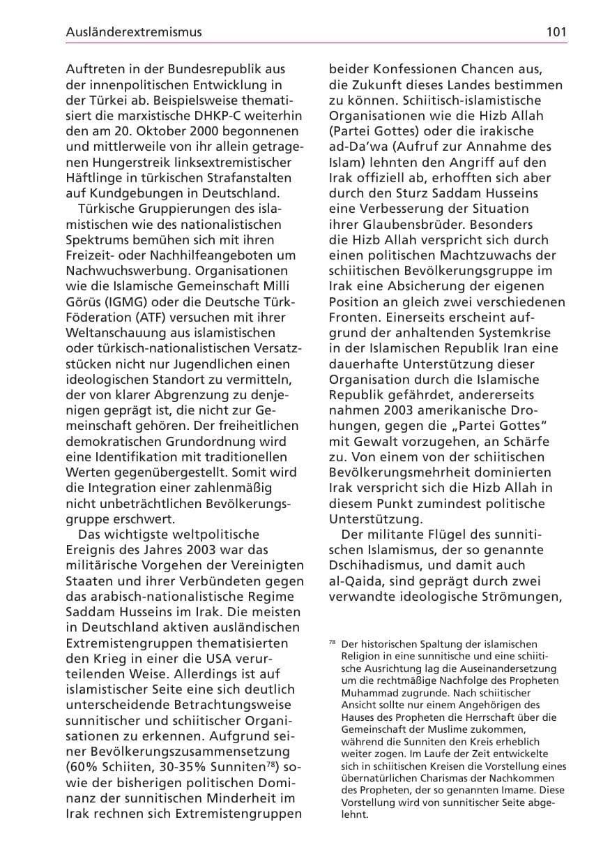 Seite 101 des Verfassungsschutzbericht 2003 Niedersachsen