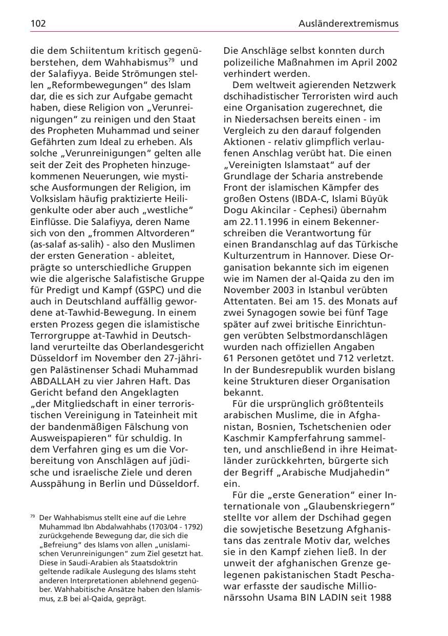 Seite 102 des Verfassungsschutzbericht 2003 Niedersachsen