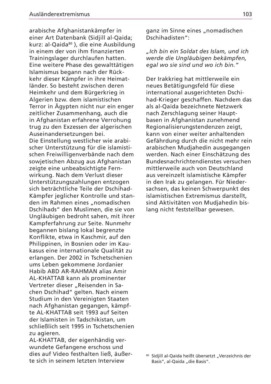 Seite 103 des Verfassungsschutzbericht 2003 Niedersachsen