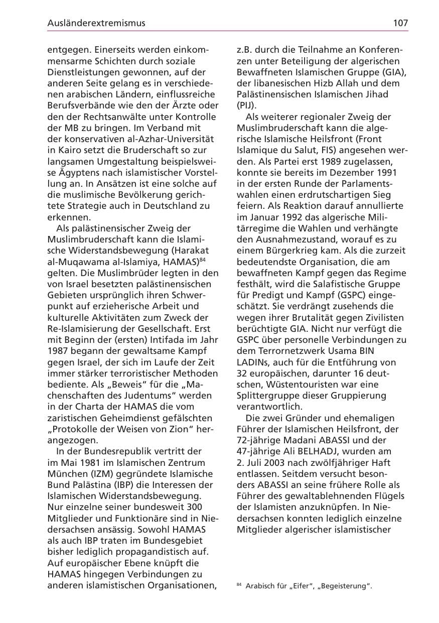 Seite 107 des Verfassungsschutzbericht 2003 Niedersachsen