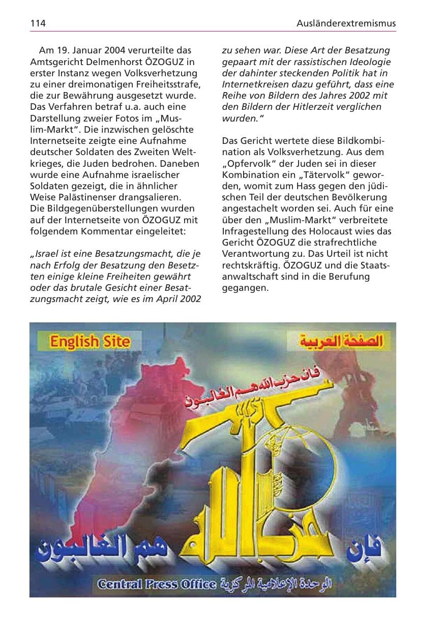 Seite 114 des Verfassungsschutzbericht 2003 Niedersachsen