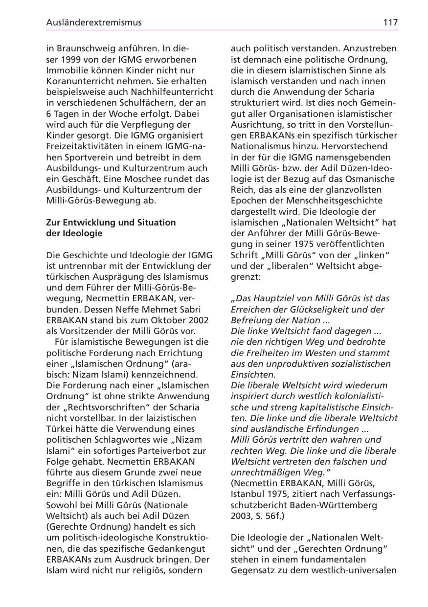 Seite 117 des Verfassungsschutzbericht 2003 Niedersachsen