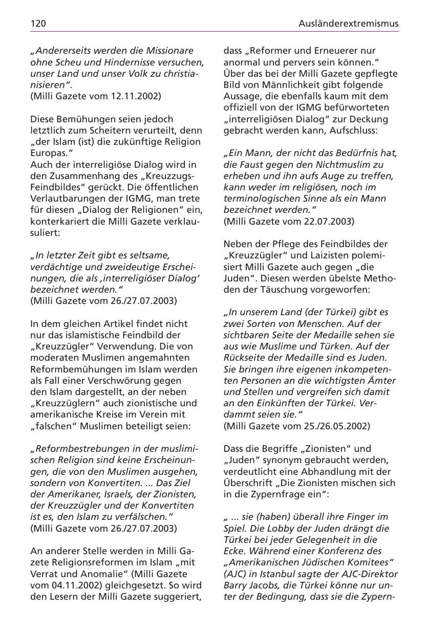 Seite 120 des Verfassungsschutzbericht 2003 Niedersachsen