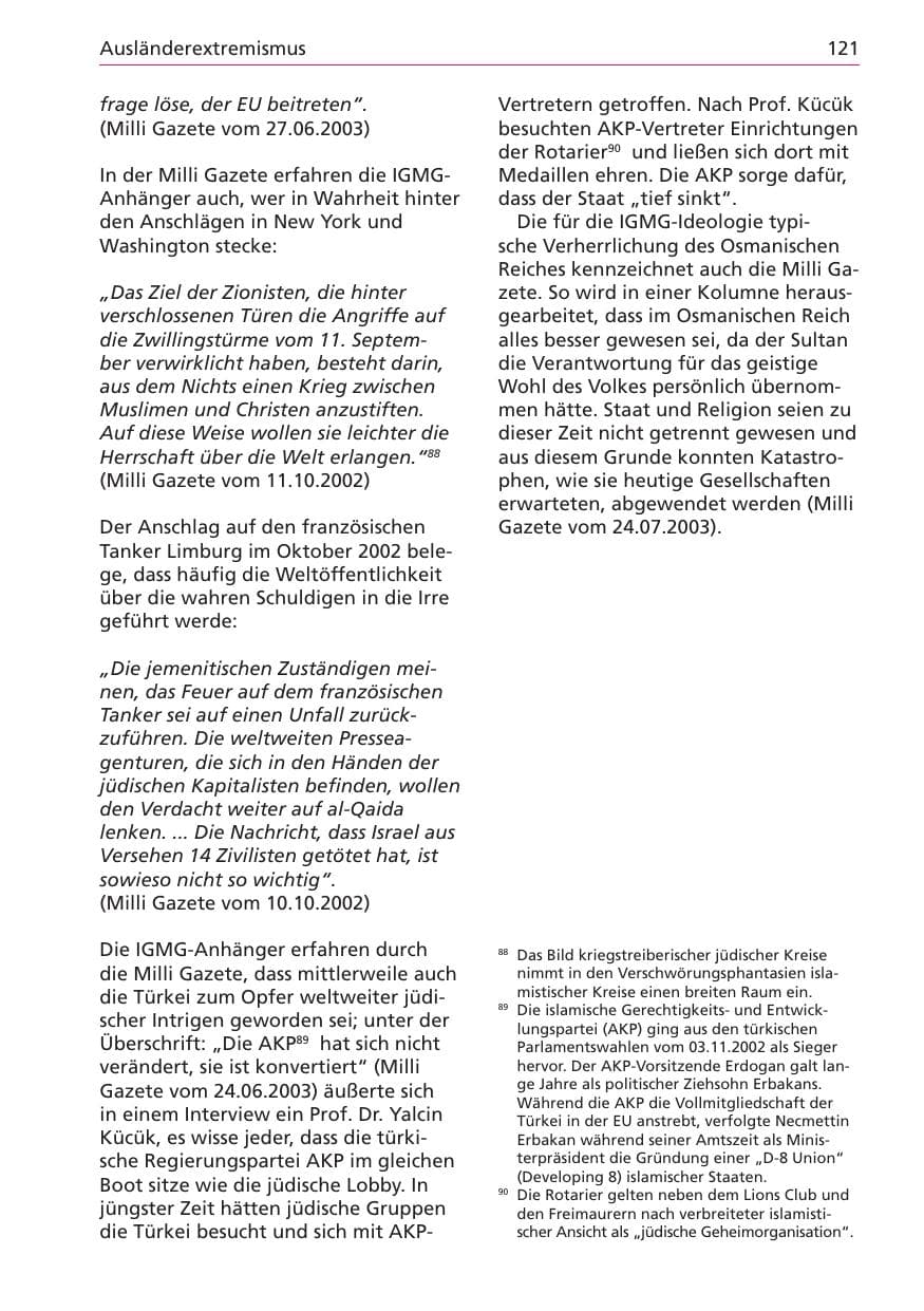 Seite 121 des Verfassungsschutzbericht 2003 Niedersachsen