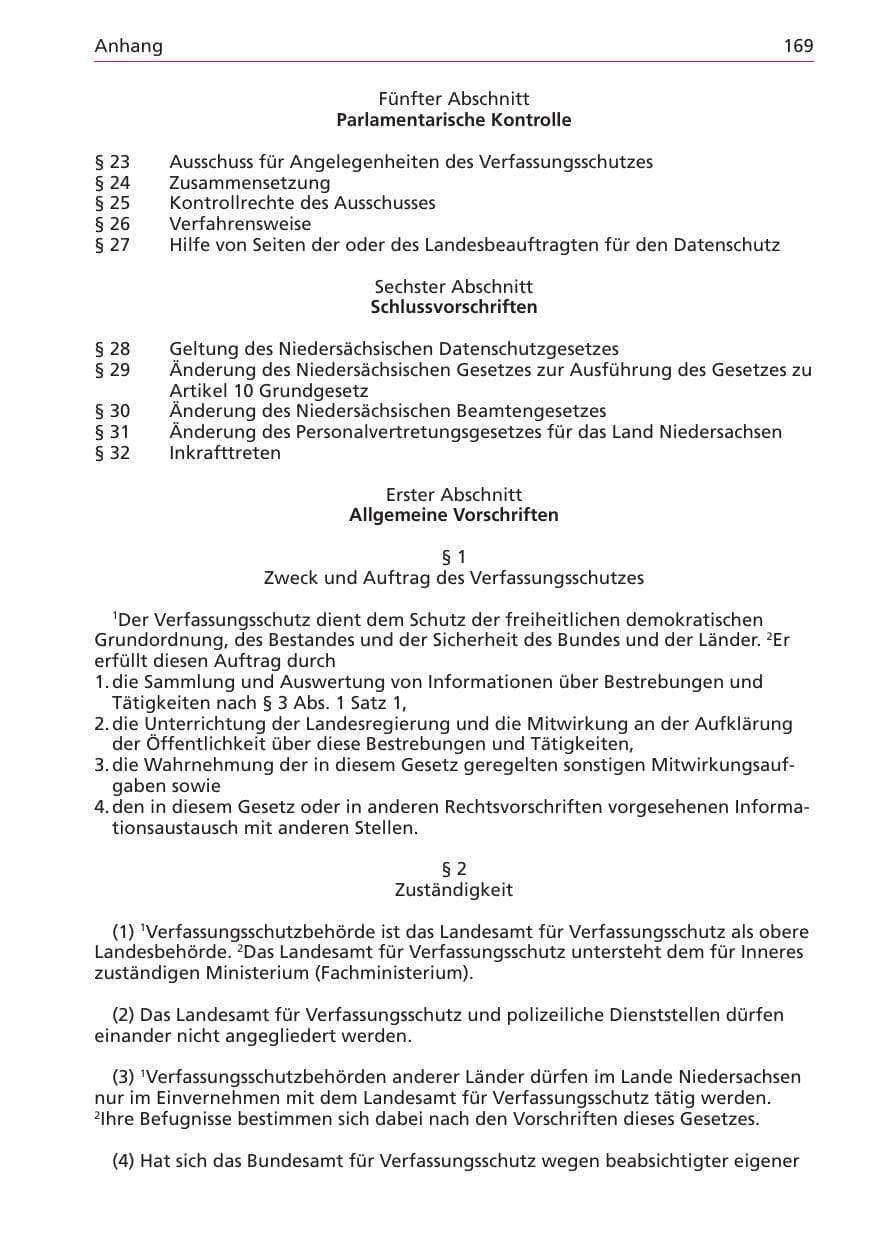 Seite 169 des Verfassungsschutzbericht 2003 Niedersachsen
