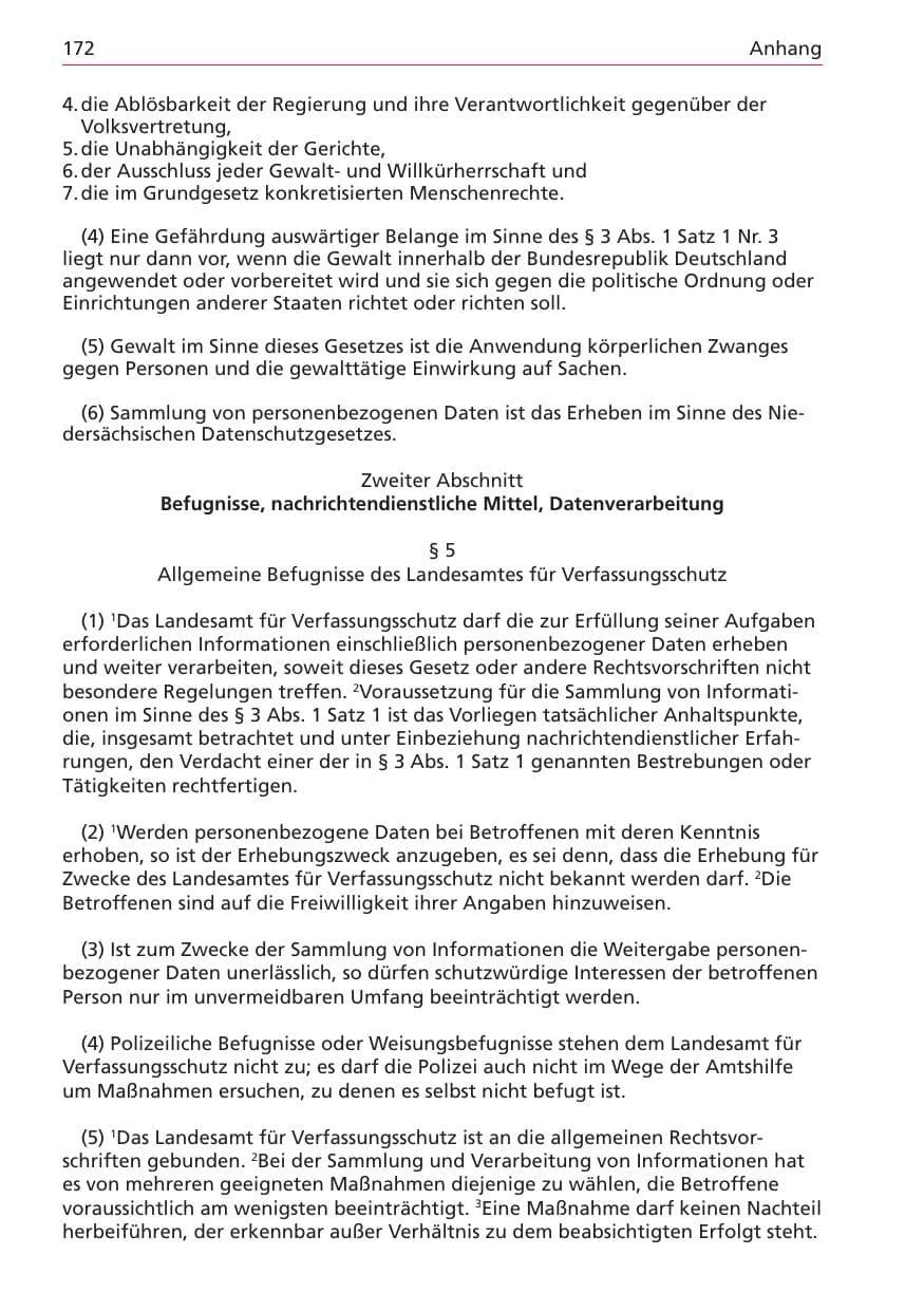 Seite 172 des Verfassungsschutzbericht 2003 Niedersachsen