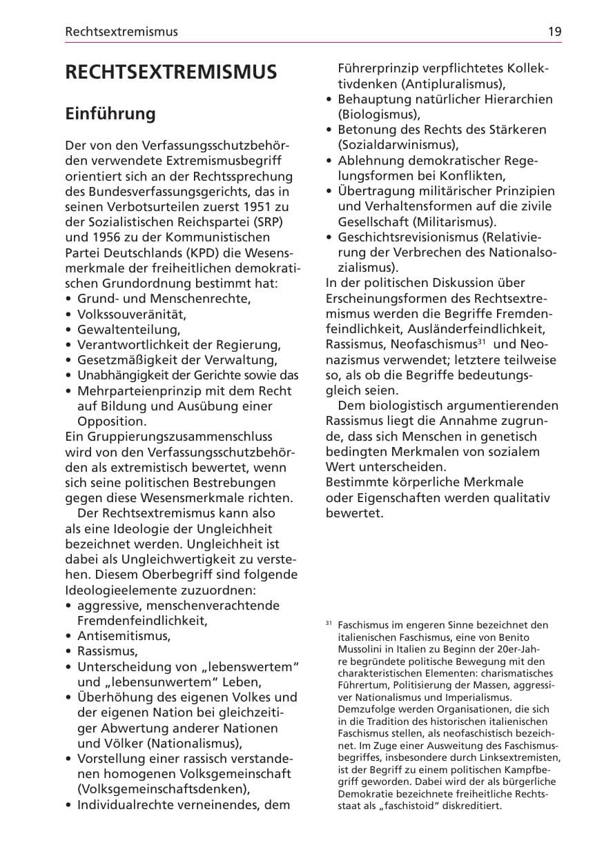 Seite 19 des Verfassungsschutzbericht 2003 Niedersachsen