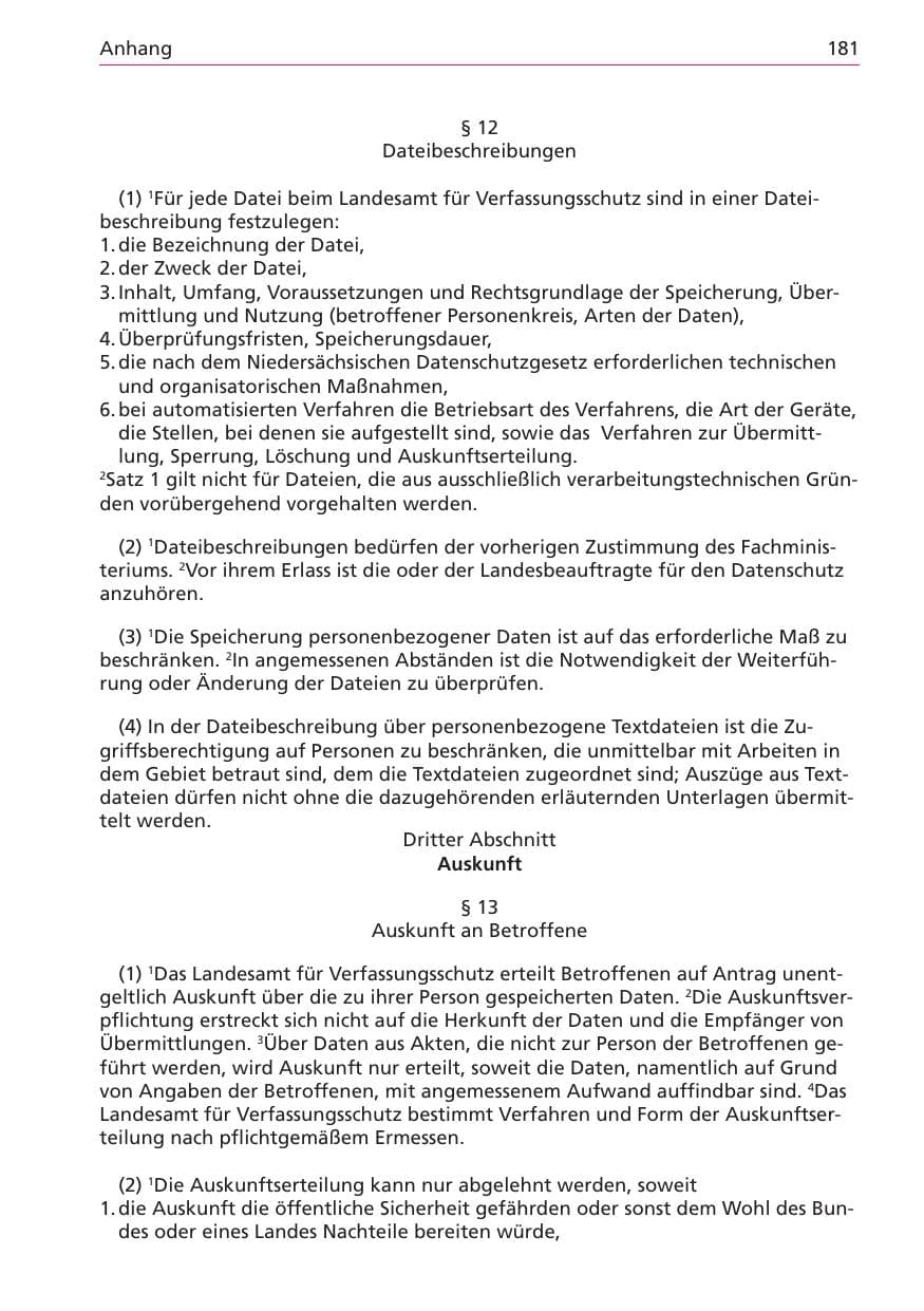Seite 181 des Verfassungsschutzbericht 2003 Niedersachsen