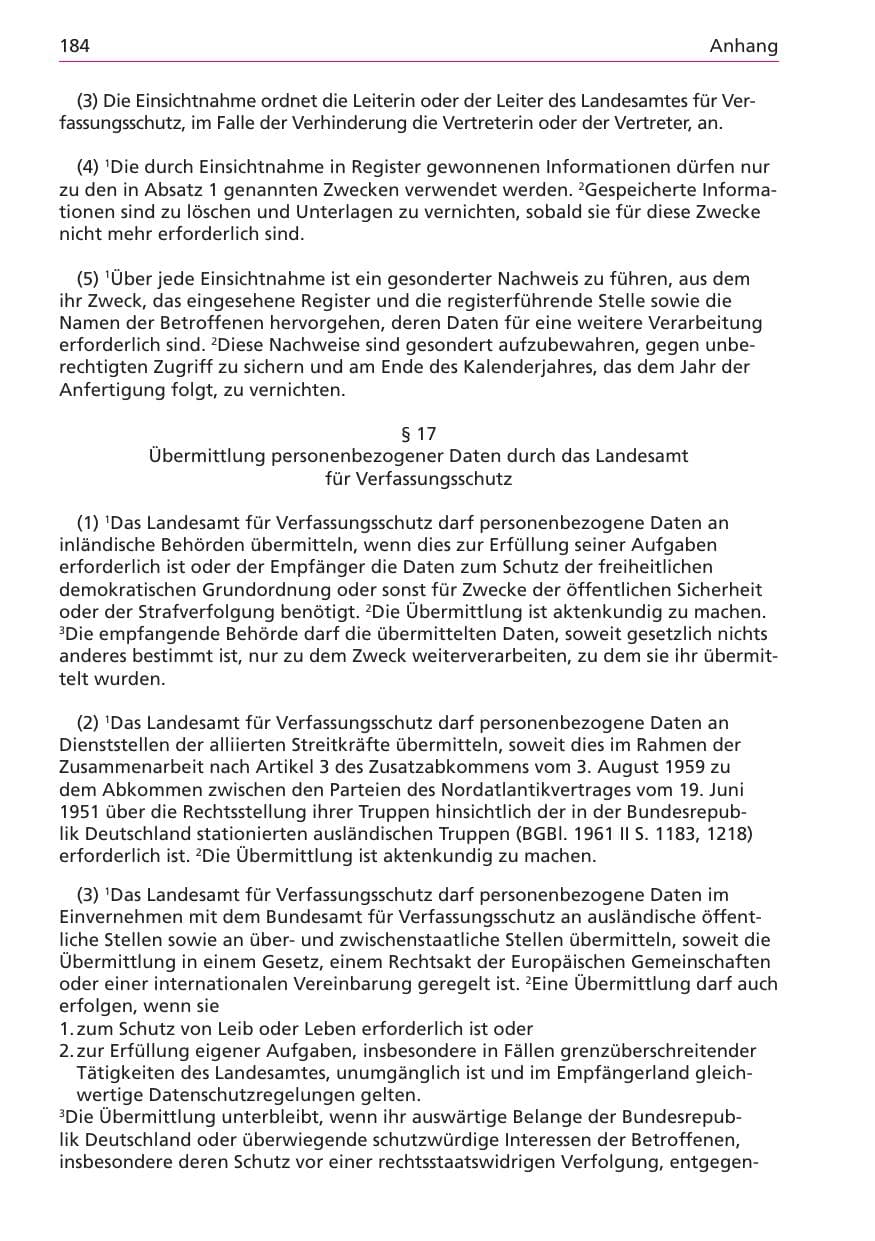 Seite 184 des Verfassungsschutzbericht 2003 Niedersachsen