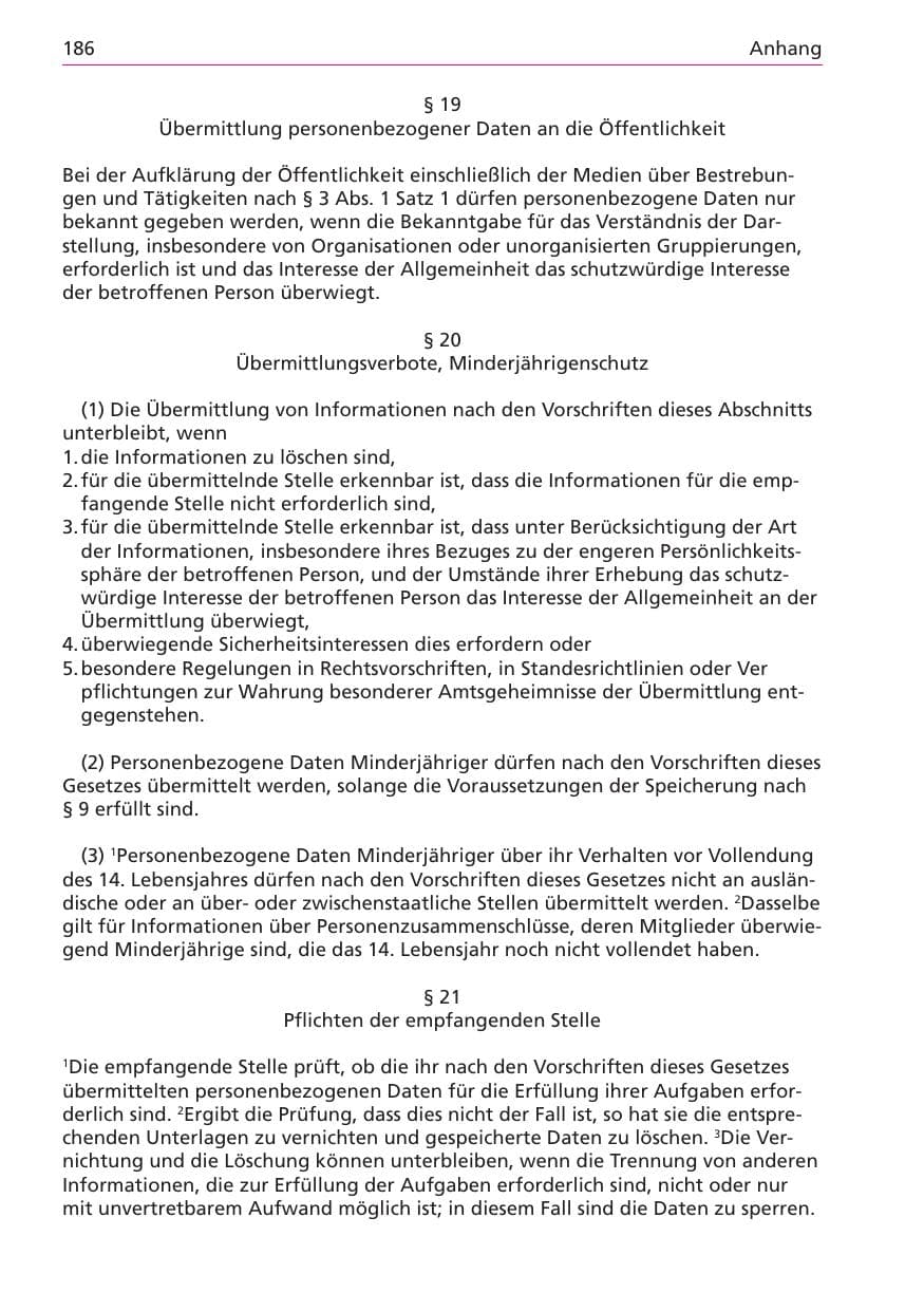 Seite 186 des Verfassungsschutzbericht 2003 Niedersachsen