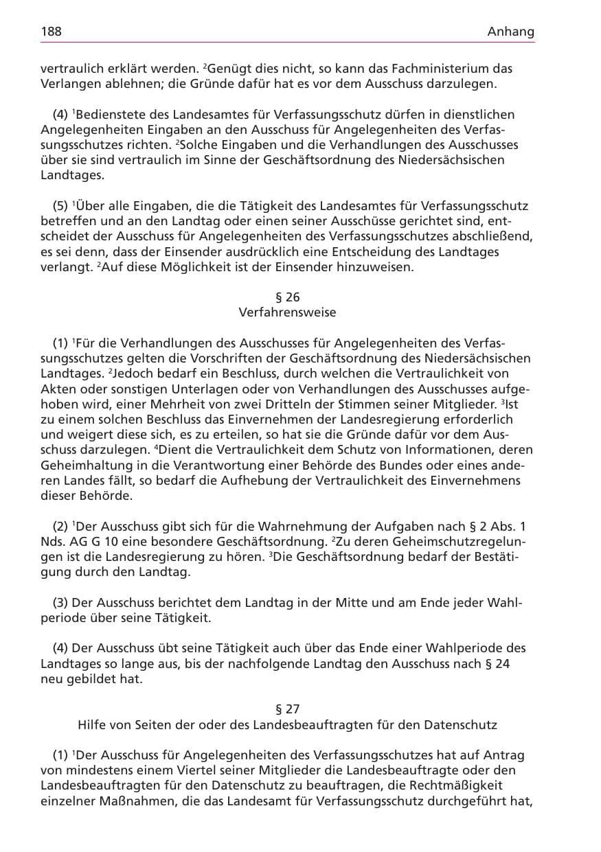 Seite 188 des Verfassungsschutzbericht 2003 Niedersachsen