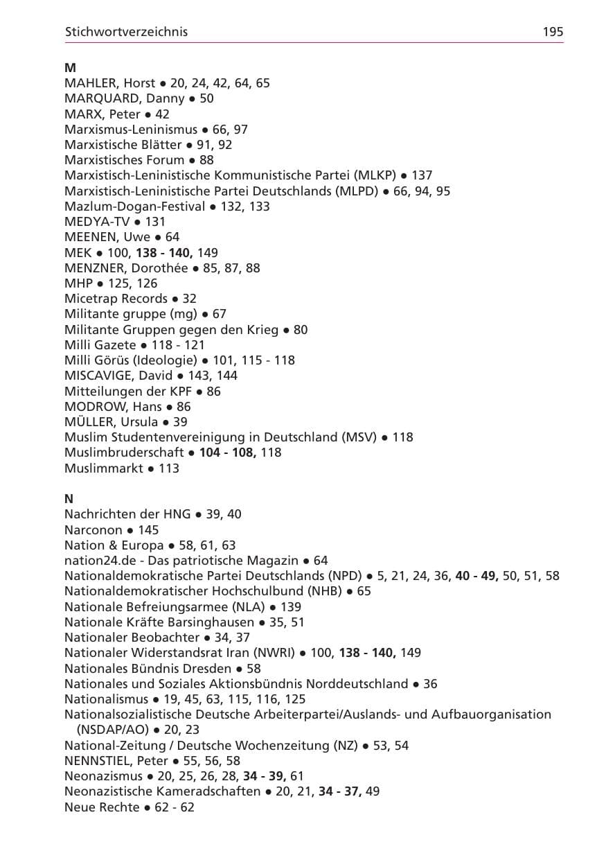 Seite 195 des Verfassungsschutzbericht 2003 Niedersachsen