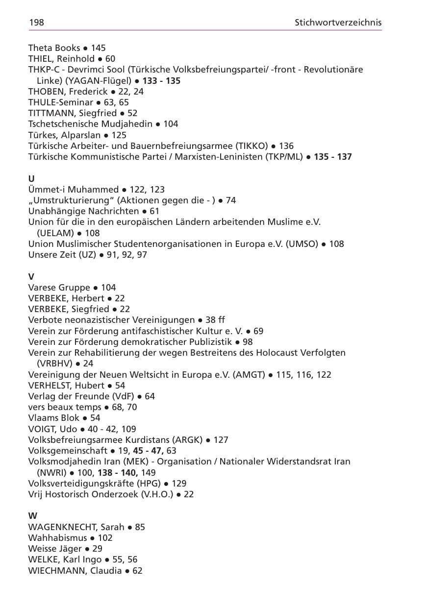 Seite 198 des Verfassungsschutzbericht 2003 Niedersachsen