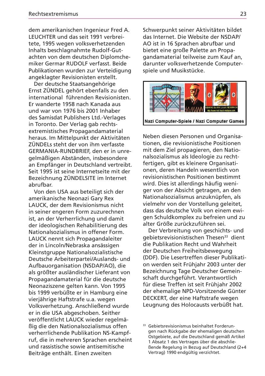Seite 23 des Verfassungsschutzbericht 2003 Niedersachsen