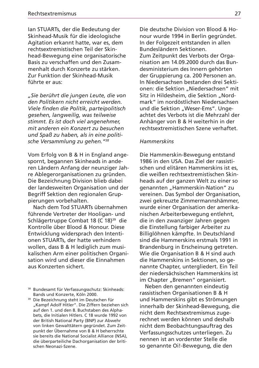 Seite 27 des Verfassungsschutzbericht 2003 Niedersachsen