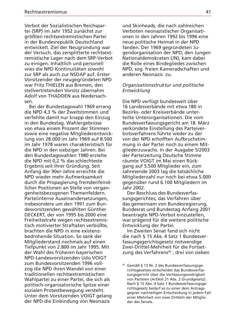 Seite 41 des Verfassungsschutzbericht 2003 Niedersachsen