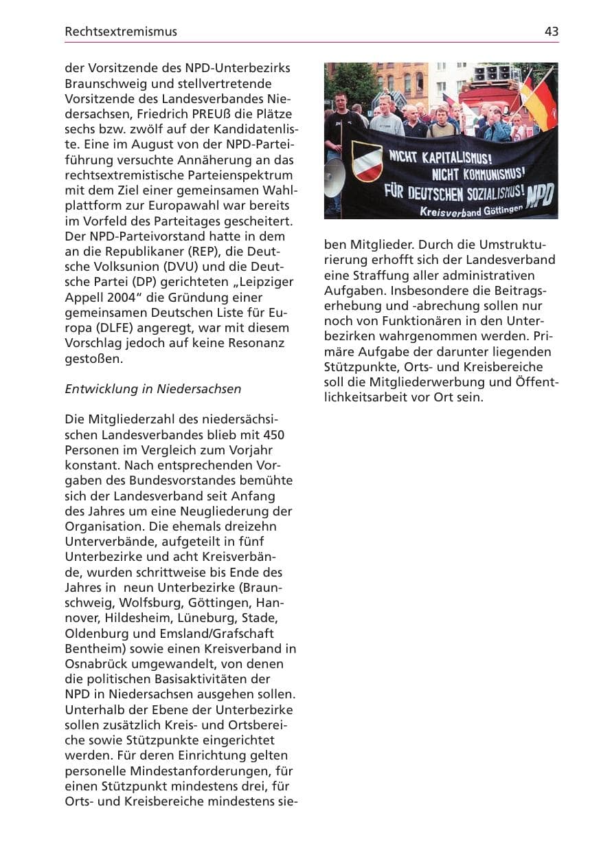 Seite 43 des Verfassungsschutzbericht 2003 Niedersachsen