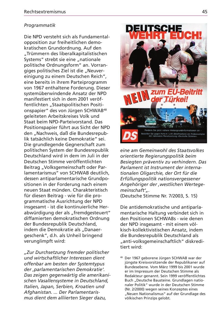 Seite 45 des Verfassungsschutzbericht 2003 Niedersachsen