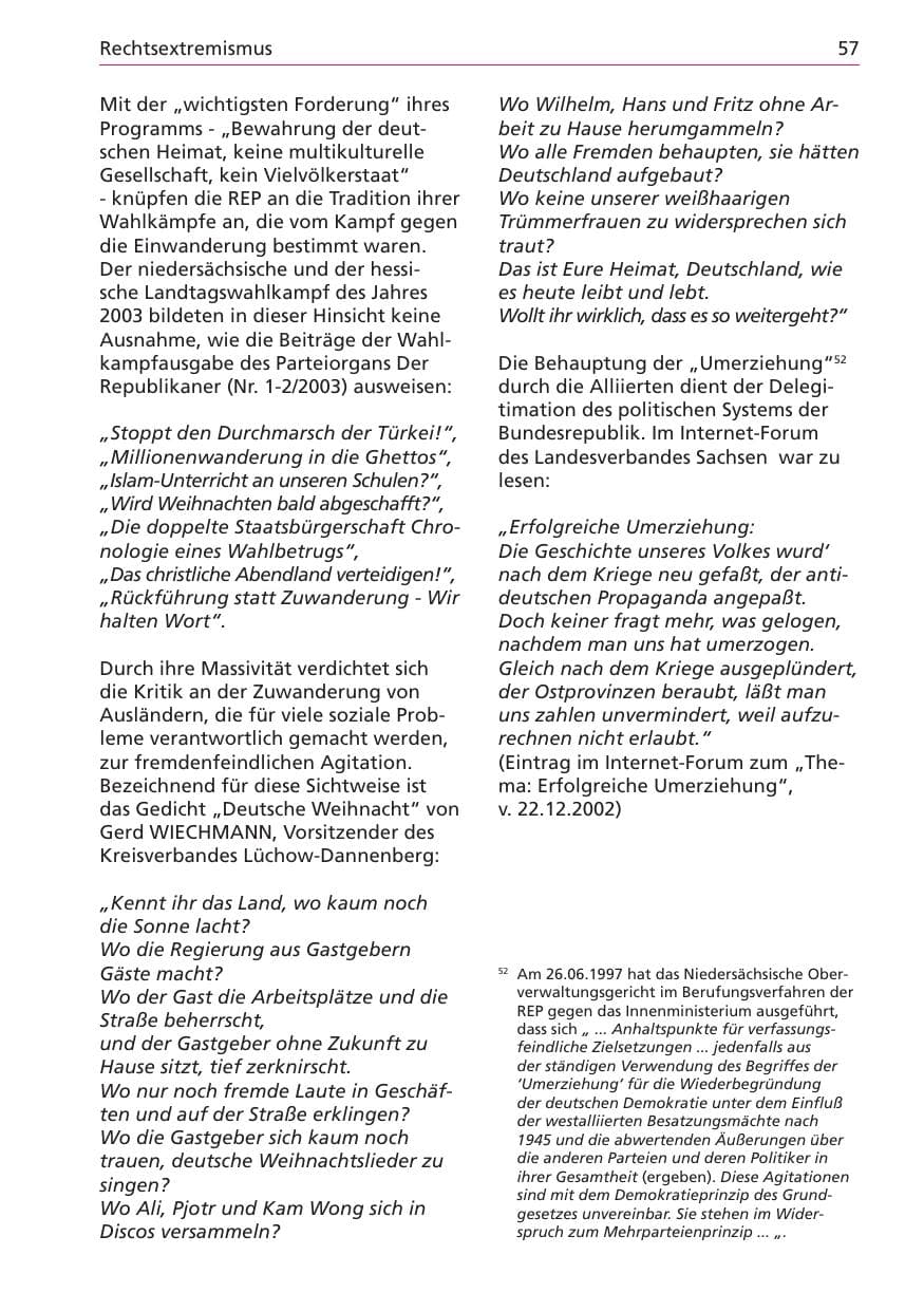 Seite 57 des Verfassungsschutzbericht 2003 Niedersachsen