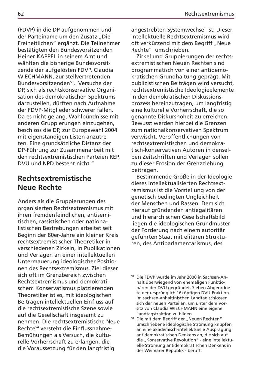 Seite 62 des Verfassungsschutzbericht 2003 Niedersachsen