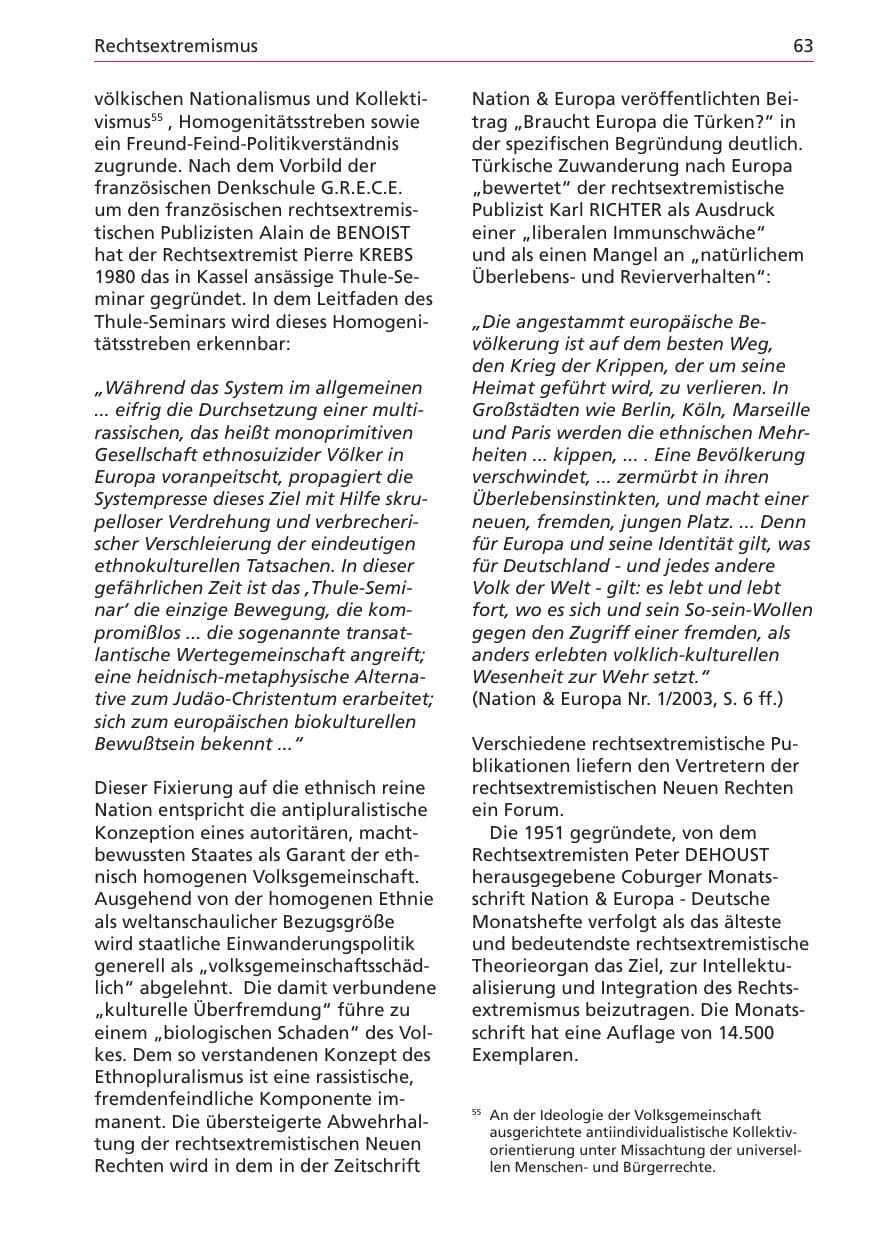 Seite 63 des Verfassungsschutzbericht 2003 Niedersachsen