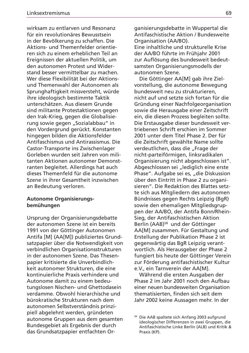 Seite 69 des Verfassungsschutzbericht 2003 Niedersachsen