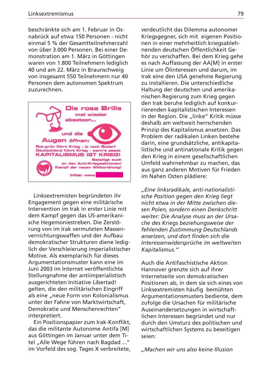 Seite 79 des Verfassungsschutzbericht 2003 Niedersachsen